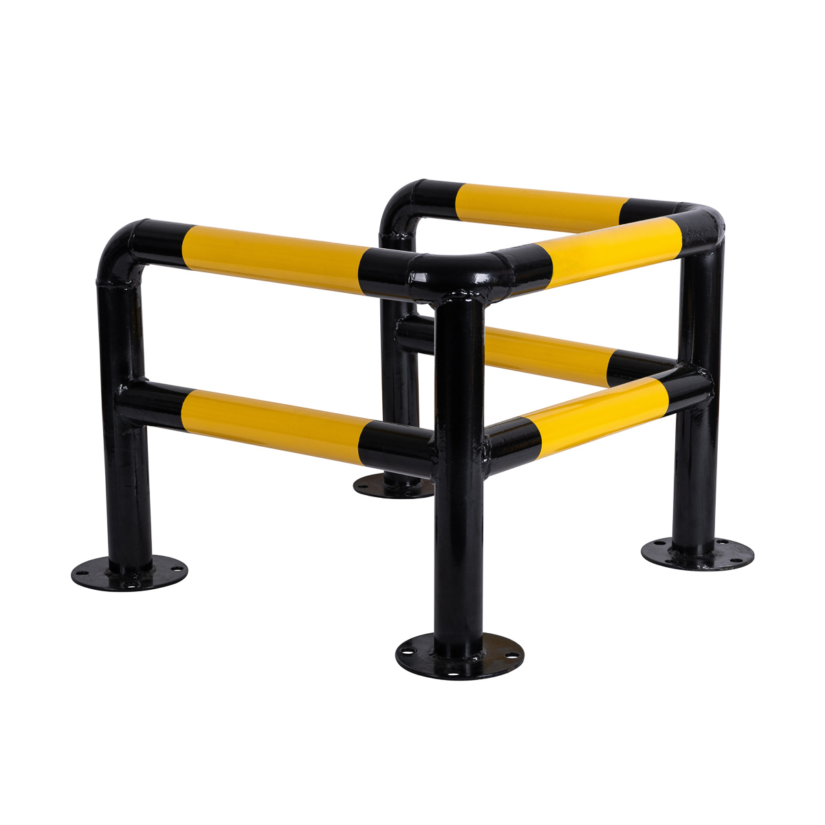 Steel Quad Post Barrier | 3 Side Protection| Black and Yellow